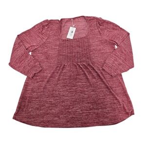Rossi Plus Size Knit Top Burgundy Long Sleeve Scoop Neck 2XL